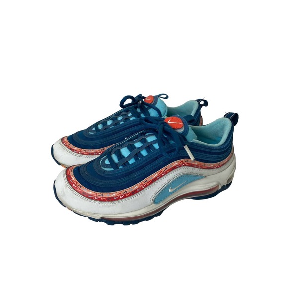 NIKE Air Max 97 GS Swoosh Chain‎ Blue Force Summit White 400 Sz 7Y Sneakers - Picture 1 of 7